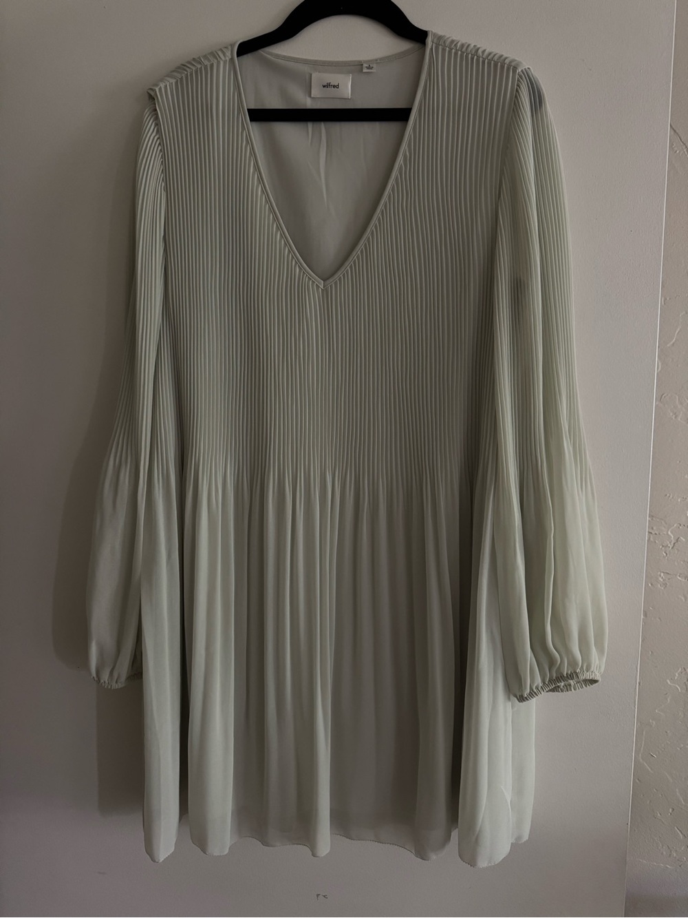 Aritzia Wilfred Green Mini Dress with Long Sleeves
